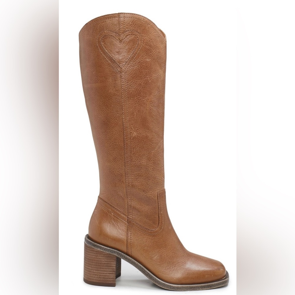 *Lucky Brand* square toe block heel Genuine leather boot sz 7.5